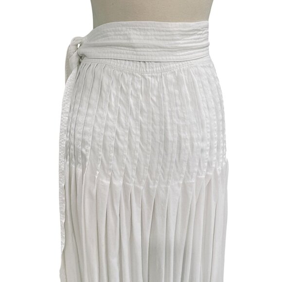 Wilfred White Maxi Skirt SZ M High Waist Pleated Wrap Long Aritzia Boho Chic - Picture 12 of 12